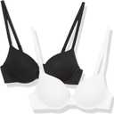 Amazon Essentials Women's Underwire Push-Up Padded Cotton Bra, Supportive, Pack of 2, Black/ White, 36B
