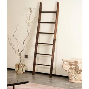 Blanket Ladder for the Living Room 6-Tier, Wooden Decorative Quilt Holder for Bed room, Wall-Leaning Towel Rack for BathroomRustic Farmhouse Ladders for Display. (Dark Brown)