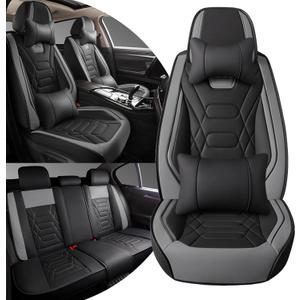 Car Seat Covers for Honda Passport 2024-2026, Full Set 5 Seat Premium Napa Leather Waterproof Breathable Anti-Slip Seat Protectors with Airbag Compatible Design (Luxury, Black & Gray)