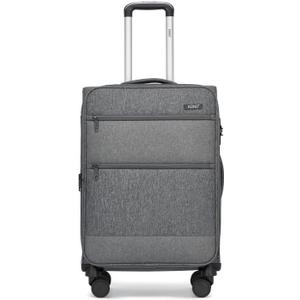 Kono 24 Inch Softside Expandable Checked Luggage with 8 Spinner Wheels TSA Lock Softshell Lightweight Business Travel Suitcase for Men and Women, Grey