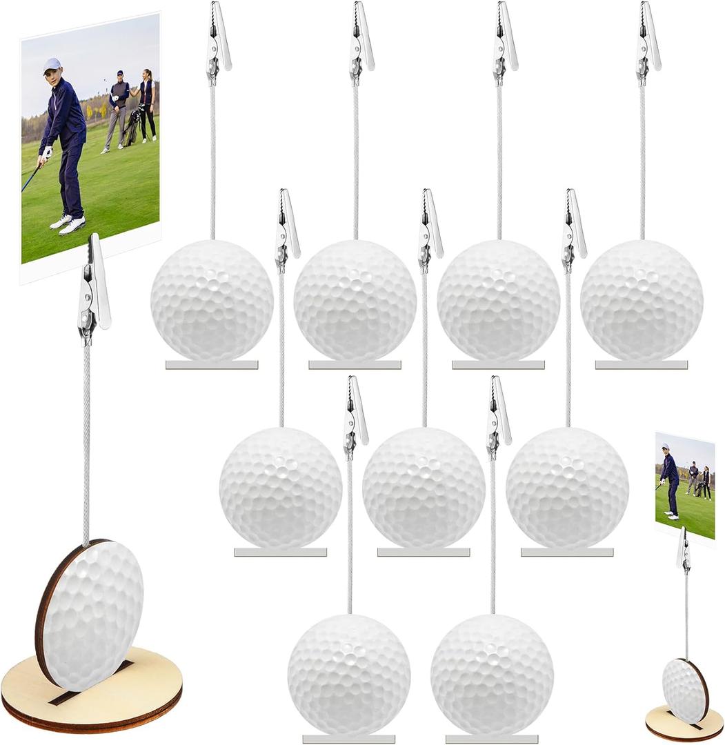 Funnymoom 20 Pcs Base Memo Clip Holder Table Number Card Place Holders Stand Note Paper Clip Centerpieces for Table Party Favors Photo Stand Events Decoration(Golf)