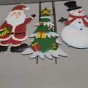 3 Pcs Christmas Decorative Metal Stakes Outdoor Christmas Decor Metal Xmas Snowman Santa Claus Tree Yard Decorations for Garden Lawn Yard Signs