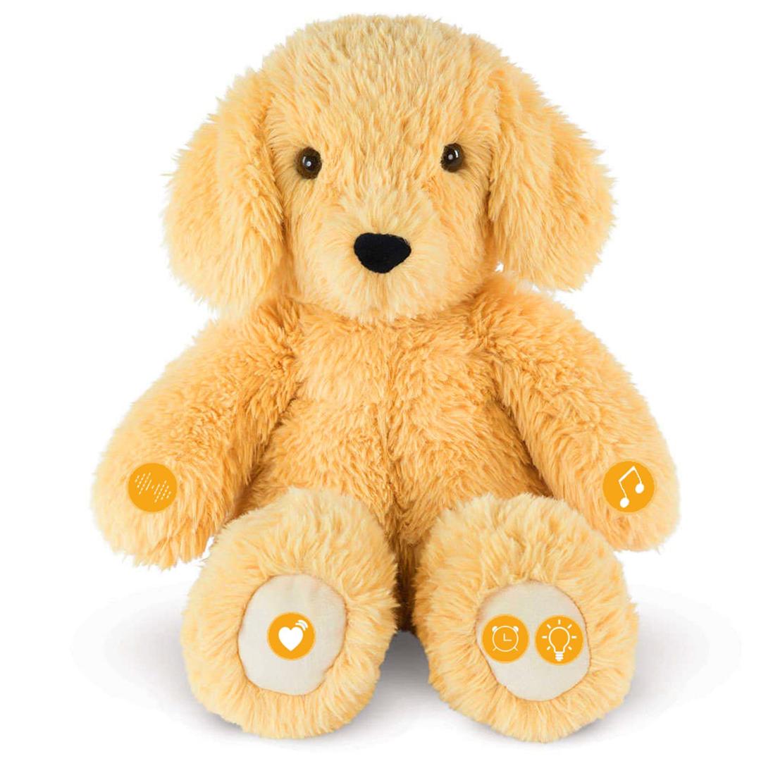 BEREST Baby Cry Sensor Sleepy Dog Sleep Soother Sleeping Aid White Noise Infant Stuffed Animal Puppy Dog Toy, Nursery Decor with Night Light, Moms Heartbeat 9 Sounds Therapy for Toddler Crib (Yellow)