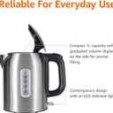 Amazon Basics Electric Kettle, Tea Kettle & Water Boiler with Auto Shut-Off, Boil Dry Protection, Strix Thermostat, BPA-Free, 1500W, 1.1Qt (1L), Stainless Steel, New Model, Black & Silver