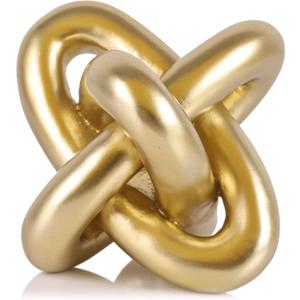 XMGZQ Gold Knot Decor for Coffee Table Book,Chain Link Living Room Decor Item for Bookshelf Entryway Nightstand TV Stand,Minimalist Knot Sculpture for Home Living Room,Centerpiece Table Decorations