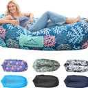 AlphaBeing Inflatable Lounger Air Sofa, Portable Inflatable Couch Mesh Hollow Air Hammock Anti Leakage Air Chair for Outdoor Camping Beach Traveling (Coral Navy)