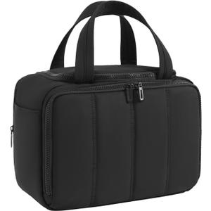 Toiletry Bag Puffy Large Travel,Lightweight Cosmetic Travel Bag with Trolley Strap,Makeup Bag for Accessories,Black (11L)