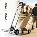 2 in 1 Hand Truck, 600 Lbs Capacity, Dolly Cart with Wheels 10" All-Terrain Tires, Heavy Duty Alloy Steel Dolly with Dual Handles, 2 Bungee Cord for Warehouse, Home, Office, Dormitory, Silver