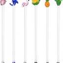 6 Pcs Glass Swizzle Stick,Reusable Drink Coffee Juice Milk Stirrers Cocktail, Stick for Coffee Bar