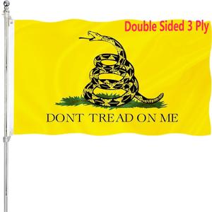 Dont Tread On Me Flag 3x5 Outdoor 240D Heavy Polyester Duty Double Sided 3 Ply Gadsden Flag Vibrant Colors Durable Canvas Header with 2 Brass Grommets Tea Party Rattle Snake Banner