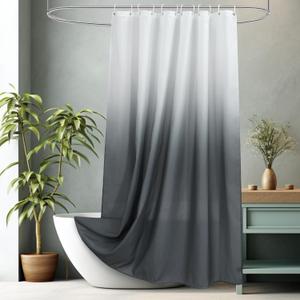 AooHome Fabric Shower Curtains, Cloth Ombre Grey Shower Curtain Sets, Washable Fabric Gray and White Shower Curtain, Rustic Farmhouse Bathroom Shower Curtains, 72x78 Inches 