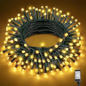 40FT 120 LED Christmas Lights Outdoor, Warm White Christmas String Lights with 8 Modes & Waterproof, Connectable Plug in Christmas Tree Lights for Indoor Bedroom Yard Holiday Decorations