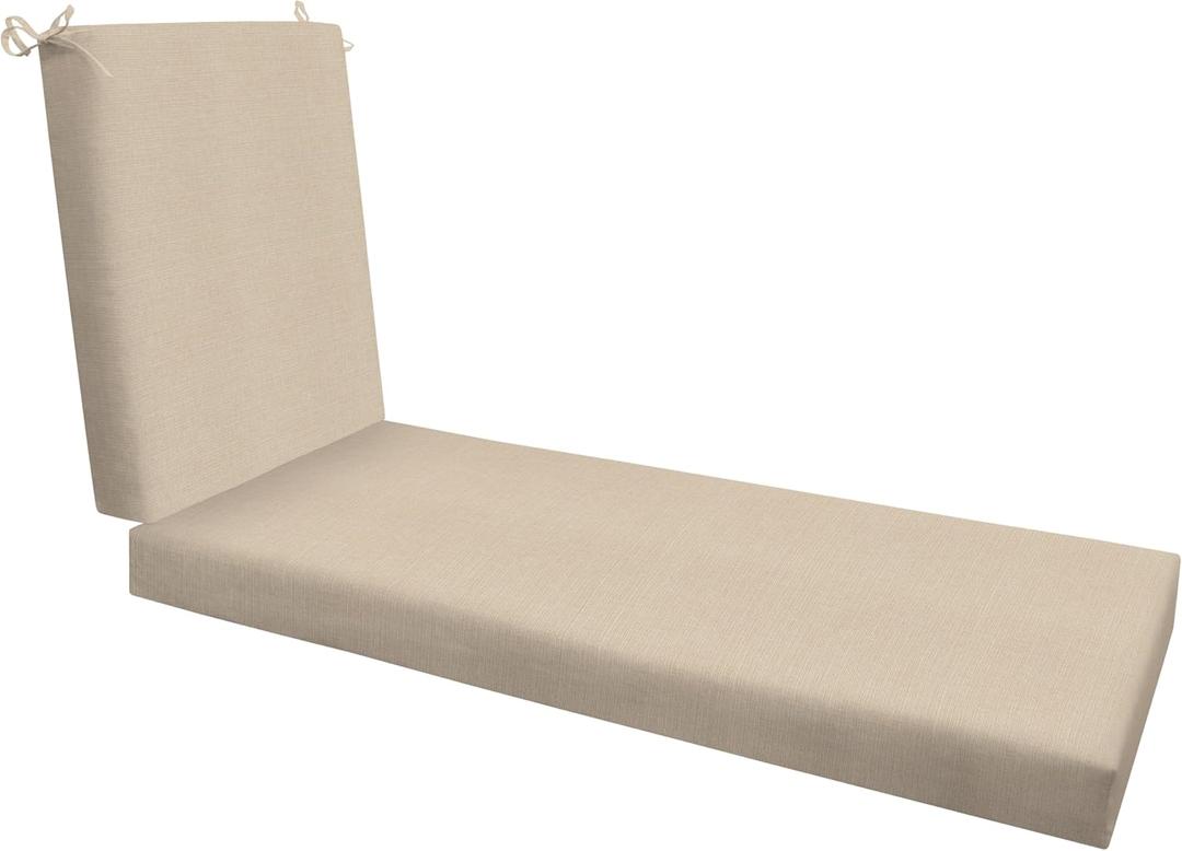 Honeycomb Outdoor Chaise Lounge, 22.5 x 70, Textured Solid Almond Chair Cushion for Patio Furniture