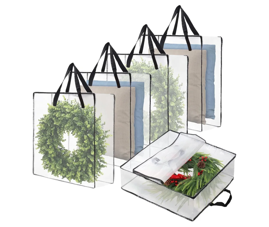 Wreath Storage Bag 5-Pack, 26 Inches 95 L Wreath Storage Container for Home Storage, Storage Bag for Spring Summer Christmas Wreath Decorations or Clothing Blanket Comforters Bed Sheets Pillows