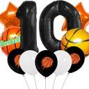 11Pcs Basketball Themed 10th Birthday Party Balloons, Black Number Balloon 10,Basketball Balloons Happy 10th Birthday,10th Birthday Basketball Theme Party Supplies Foil Mylar Balloons Latex Balloonor