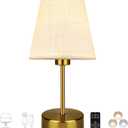 BLUEYE Mini Rechargeable Table Lamp,Remotte Control,Soft Warm 2700K-6000K,Dimmable,Timer,Flicker-Free,White Shade,Center Piece Deco,Cordless Kid Night Light for Bedside,Entryway,Bedroom (5.5 Inch, Gold)