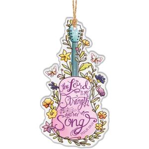 Bible Verse The Lord Guitar Floral, Faith Gifts, Doodle Hanging Decorations Gift Colorful Holiday Designs Butterfly Hanging Tags Guitar Clear Acrylic, Acrylic Ornaments