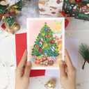 7 x KingKraft Christmas Card, Christmas Tree Quilling Card for Christmas, Christmas Card with Envelop, Vintage Christmas Card, Handcrafted Greeting Card for Holiday Christmas and New Year, 5.1x7.1in