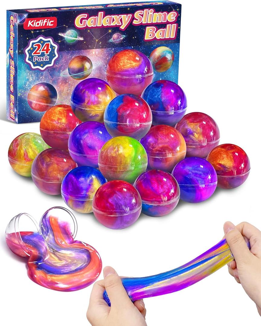 24 Pack Galaxy Slime Party Favors, Non-Sticky, Stress Relief Treasure Box Toys for Classroom Prizes Party Supplies, Student Gifts Goodie Bags Stocking Stuffers for Kids Boys Girls 4-8, 8-12