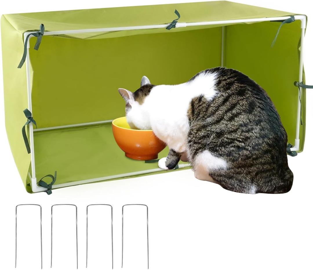 Large Size Outdoor Cat House 30"x16"x16" Houtdoor Cat Feeding Station Cat Outdoor Shelter Cat Houses for Cats (Green)