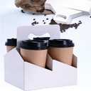 Kraft Paperboard 4-Cup Drink Carrier with Handle, 12-30 oz Coffee Cup Holder, Takeout Beverage Delivery, 15-Pack