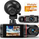 Dash Cam Front and Inside, FHD Dashcams for Cars with 64GB Card Dash Camera for Cars, 1080P Front Dash Cam+1080P Inside Dashcam for Car Dash Camera with IR Night Vision Loop Recording (Black)