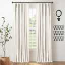 INOVADAY 100% Blackout Curtains for Bedroom, Black Out Curtains 84 Inch Long, Clip Rings Linen Blackout Drapes, Thermal Insulated Room Darkening for Living Room, 2 Panels - Beige,W50xL84