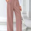 FUNYYZO Wide Leg Dress Pants for Women Work Slacks Business Casual Outfits (Pink, XS)
