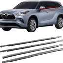 Priprilod Chrome Window Weatherstrip Sweep Molding Trim Compatible with Toyota Highlander 2014 2015 2016 2017 2018 2019 Replace 75720-0E070 75710-0E070 75740-0E070 75730-0E070