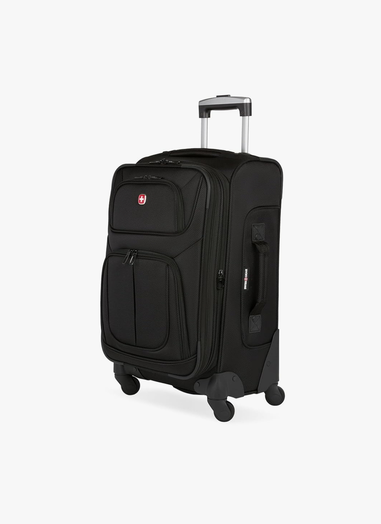 SwissGear Sion Softside Expandable Luggage, Black, Checked-Medium 25-Inch