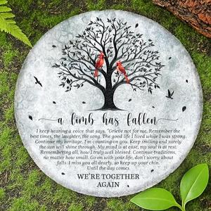 8'' Memorial Garden Stone for Loss of Loved One, Condolences Sympathy Gift, Weatherproof Outdoor Memorial Garden Stones, Remembrance Natural Stone with Stand, Card, Cardinal A Limb Has Fallen HS8-8