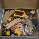 Lehoo Castle Wooden Train Set, Construction Toys Train Set for Toddlers 2-4, Wooden Train Track for Kids w/Crane, Railway Playset Toys for 3 Year Old Boys Girls