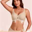 COCOMARTS Jelly Bras for Women No Underwire Seamless Push Up Bra Full Support Comfort Bralettes Wireless Plunge Everyday Bra (Beige, L)