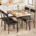 GarveeHome Kitchen Table Set for 4, Rectangular, Retro Brown, Modern Style, Easy Assembly, Dining Set