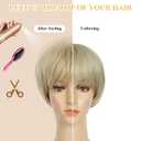 QUEENTAS Short Blonde Wig,Pixie Cut Wigs for White Women with Bangs Pixie Layered Short Hair Wigs for Women Synthetic Hair Daily Use Cosplay(Light Golden Blonde)
