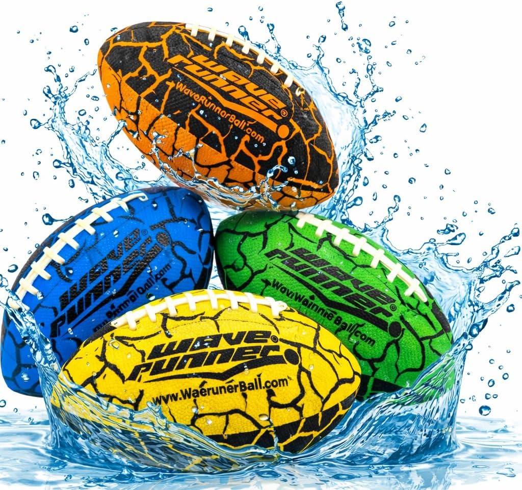Wave Runner Water Football for Pool and Beach | Waterproof Football for Outdoor Games for Adults, Teens, and Kids - Lightweight Pool Toys, Easy Wet Grip, Outdoor Summer Toy Gift for Boys Ages 8-16