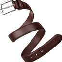 Falari Men Genuine Leather Casual Dress Belt With Single Prong Buckle, Classic Style Belt (44 (waist 42), Dark Brown)