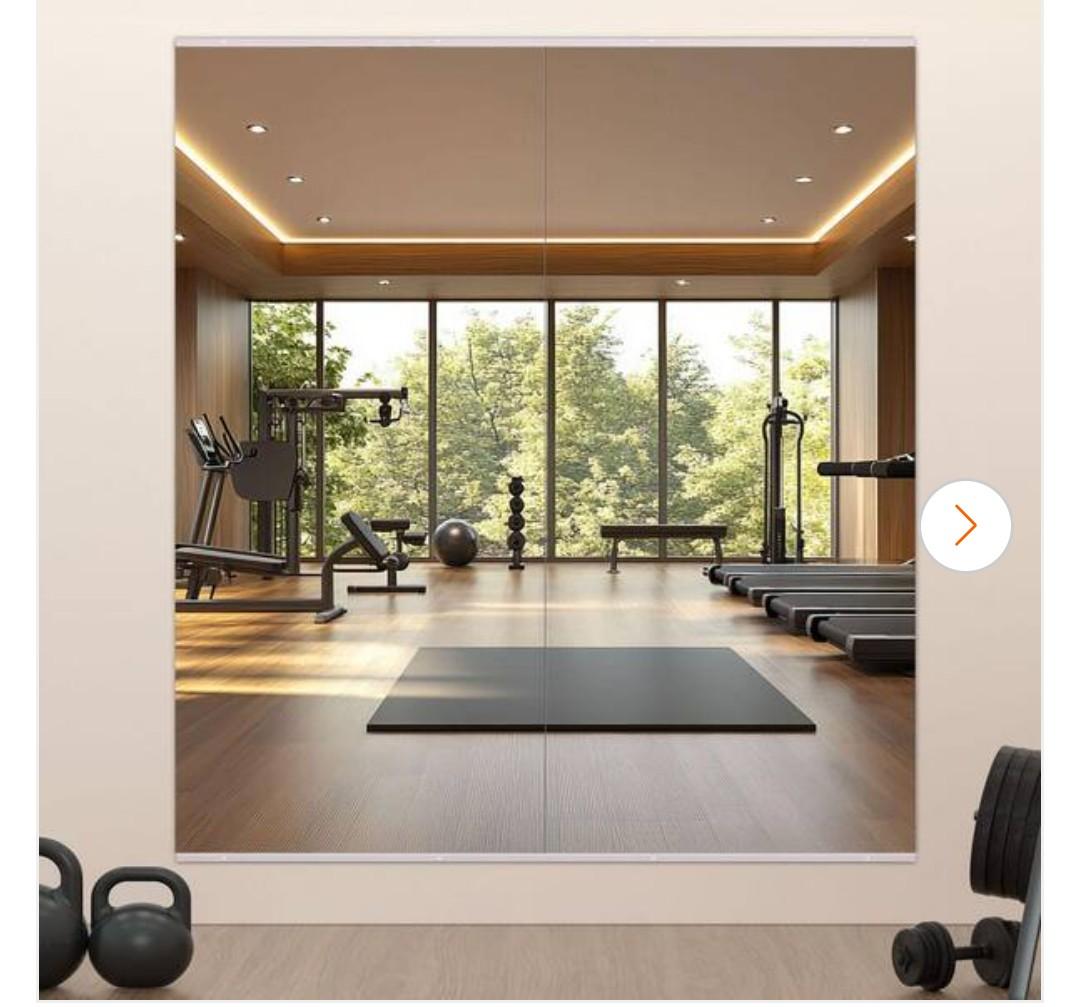 2 Pieces Rectangular Frameless HD Tempered Glass Wall Mounted Bathroom Vanity Gym Dance Yoga Mirror