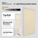 DEZ FURNISHINGS Cordless 1.5" Light Filtering Cellular Shade, 31" W x 54" H, Alabaster