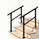 Hand Rails for Outdoor Steps，Stair Handrail & Indoor Stair Railing Kit，Railings for Outdoor Steps for Fence & Outdoor Steps (2, Black-Straight, 3 Step)
