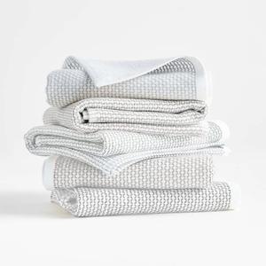 Realm 17" x 27" 100% Cotton Kitchen Towel (4 Pack) | Dobby Textured Pebble Grey | Soft, Plush & Absorbent with Solid White Backing