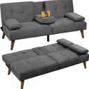 Shintenchi Futon Sofa Bed, Convertible Couch Beds Loveseat, Modern Recliner Sleeper, Small Lazy Set for Living Room, Office, Apartment, Dark Gray