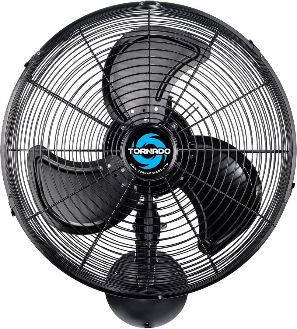Tornado 16-Inch Pro Series Waterproof Outdoor Oscillating Wall Mount Fan  Heavy-Duty High-Velocity Metal Fan for Industrial, Commercial, Residential, and Greenhouse Use  UL Safety Listed