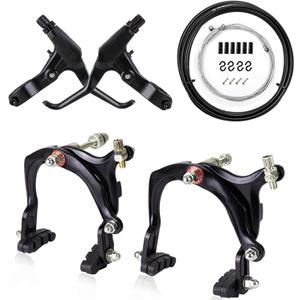 Mimoke Bike Brake Set Front and Rear Bike C Brake Caliper Include Inner and Outer Cables and Bike Brake Levers Kit Aluminum Alloy for MTB Road Bike