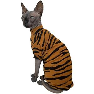 Limited Edition Sphynx Cat Cotton T-Shirts Hairless Cat Sweatshirt Pet Kitten Clothes Round Collar Kitten Shirts Vest Cats & Small Dogs Apparel (Siberian Tiger, XL)