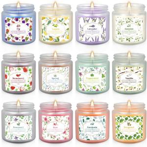 YOROXRG 12 Pack Scented Candles with Added Natural Essential Oils, 3.05oz, Suitable for Various Festivals, Parties, Yoga, and Home Scene