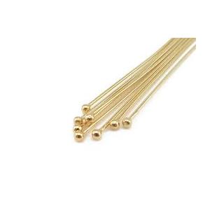 Fivezero 200pcs Head Pins, 40mm Ball Head Pins 24 K Gold Plated 304 Stainless Steel Jewelry Making Pins 0.7mm(21 Guage) Beading Pin for DIY Charm Earrings Braceles Necklaces Crafts Jewelry Making