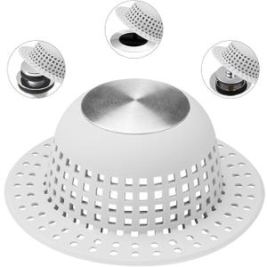 Shower Drain Hair Catcher, Bathtub Drain Cover Foldable Silicone Shower & Tub Protector for Pop-Up & Regular Drains, 4.5