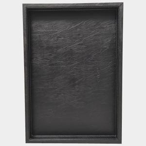 20 x 14 inches High-End Light Luxury Leather Rectangle Oversized Service Tray for Ottoman Tray, Coffee, Food, Family Dinner, Picnic, Party Essentials (Black, 20 x 14 inch)