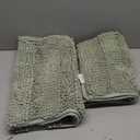 H.VERSAILTEX Sage Bathroom Rugs, Bath Mat Set of 2 Extra Thick Chenille Striped Pattern Shaggy Bath Rugs for Bath Room, Non Skid Bath Mats for Bathroom Floor (32 x 20 Plus 24 x 17 - Inches)